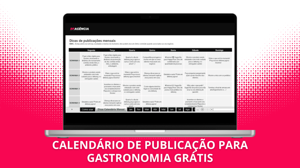 Calendário de Publicação para Gastronomia grátis